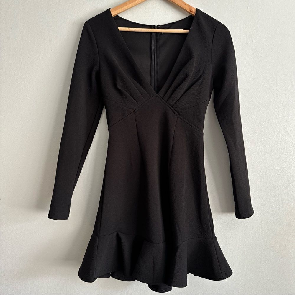 Saints + Secrets Black Ruffle Mini Dress longsleeve Size Small